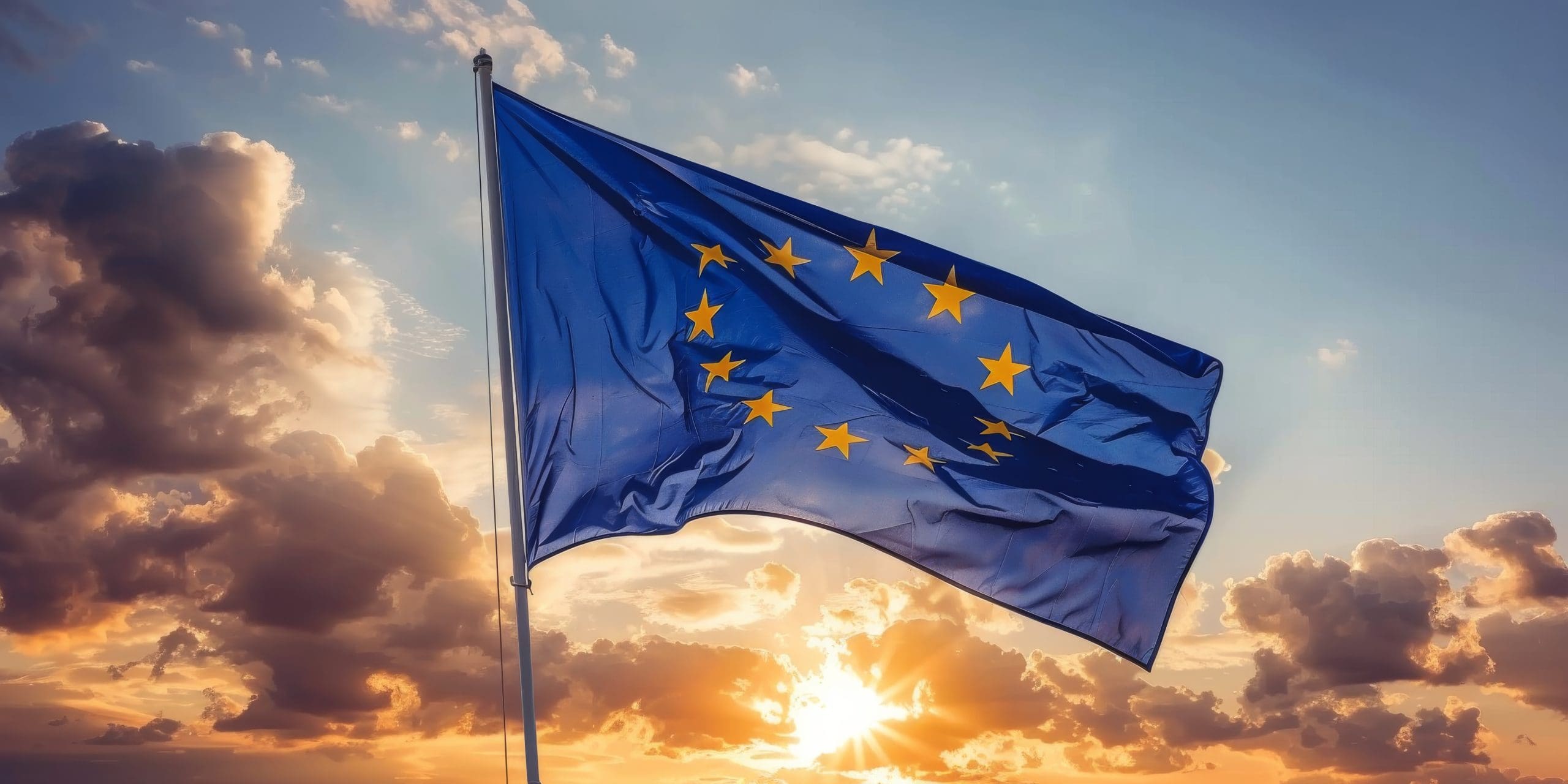 European Flag Soaring in Sky https://www.vecteezy.com/photo/43170203-ai-generated-european-flag-soaring-in-sky