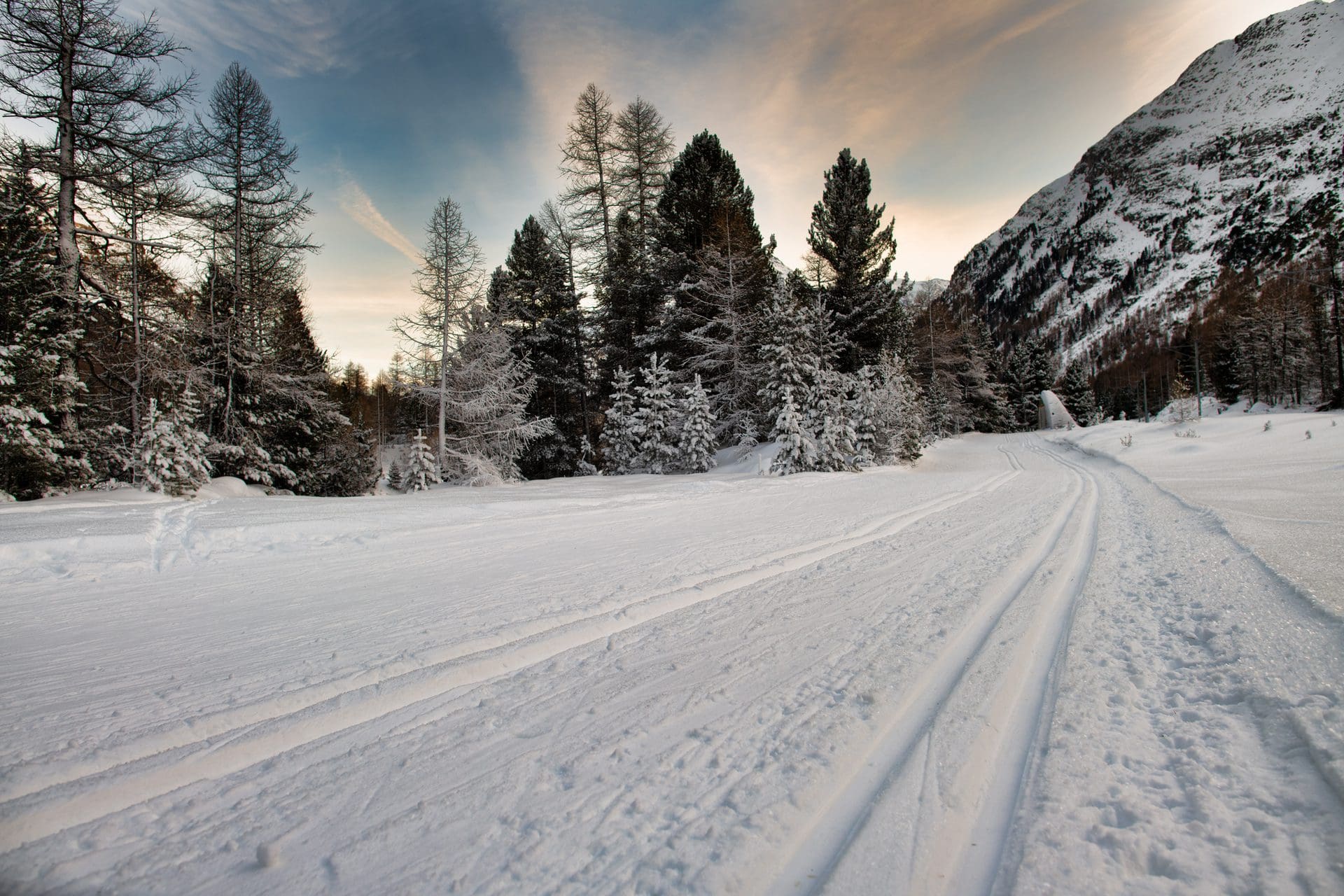 Cross-country ski trail in the Alps ski area https://www.vecteezy.com/photo/5254762-cross-country-ski-trail-in-the-alps-ski-area