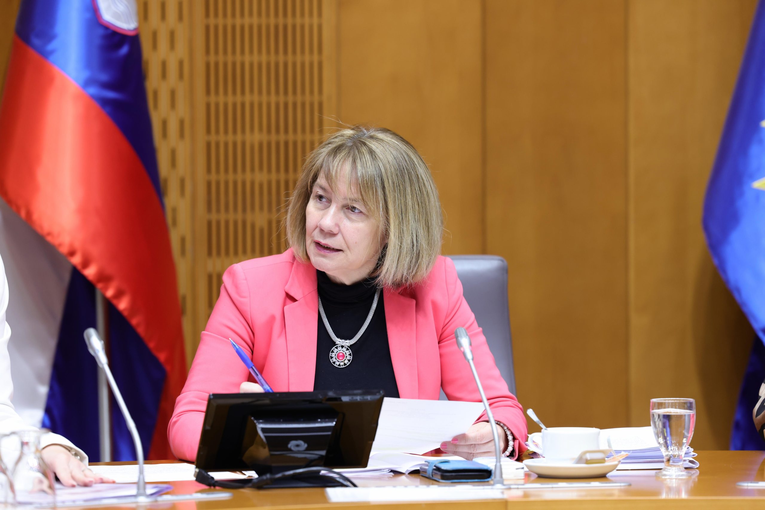 Predsednica Preiskovalne komisije o ugotavljanju in oceni dejanskega stanja o primerih ukradenih otrok Alenka Jeraj (PS SDS) Matija Sušnik DZ