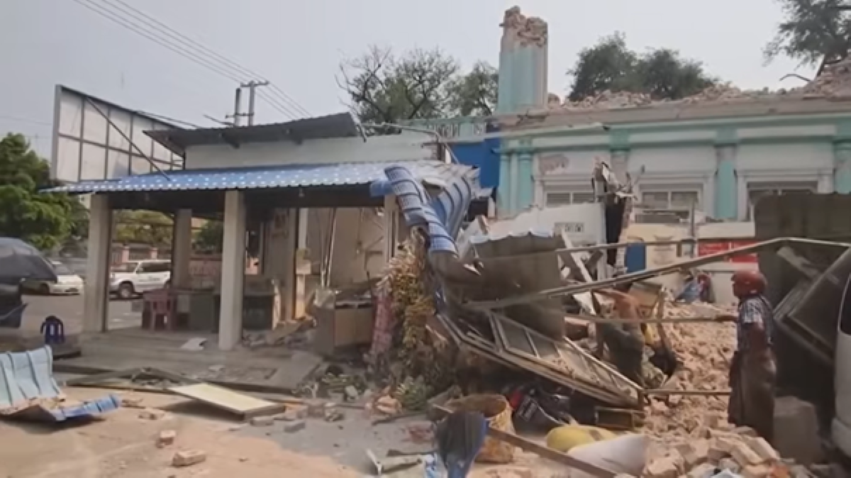 potres v Mjanmaru Zajem zaslona na YT