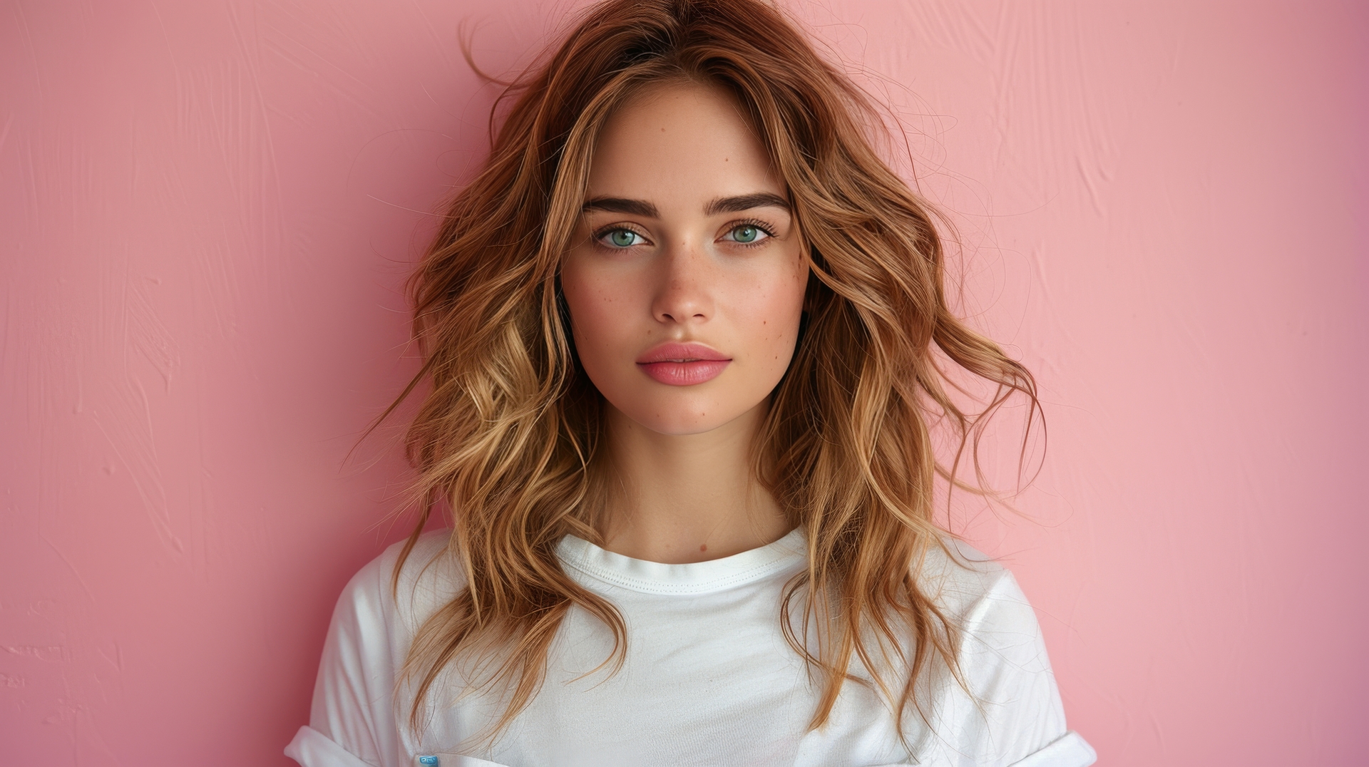 Woman With Long Hair Standing Against Pink Wall https://www.vecteezy.com/photo/46006629-woman-with-long-hair-standing-against-pink-wall