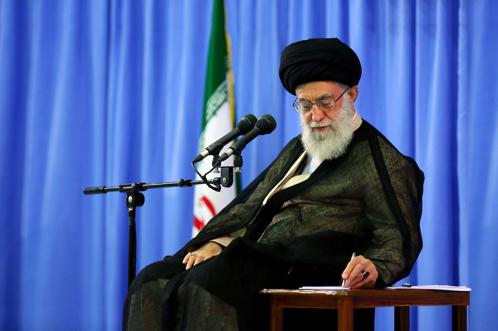 Khamenei.ir All Content by Khamenei.ir is licensed under a Creative Commons Attribution 4.0 International License https://commons.wikimedia.org/wiki/File:Ayatollah_Ali_Khamenei.jpg