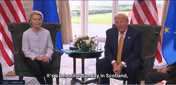 Von der Leyen Trump zajem Bela Hiša X