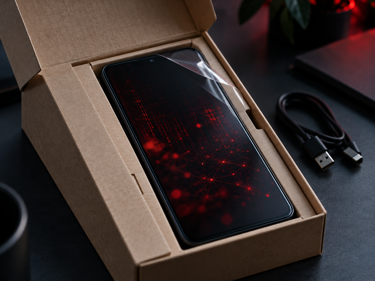 Nov poceni telefon z rdečim odsevom