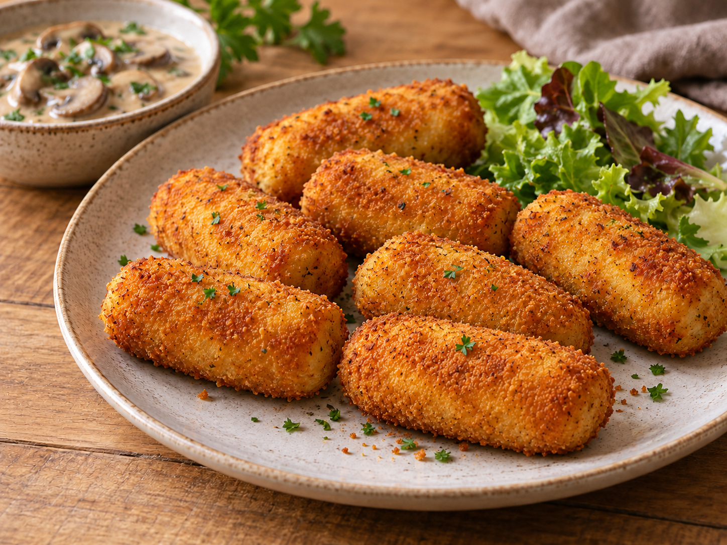 Zlati kroketi z gobovo omako